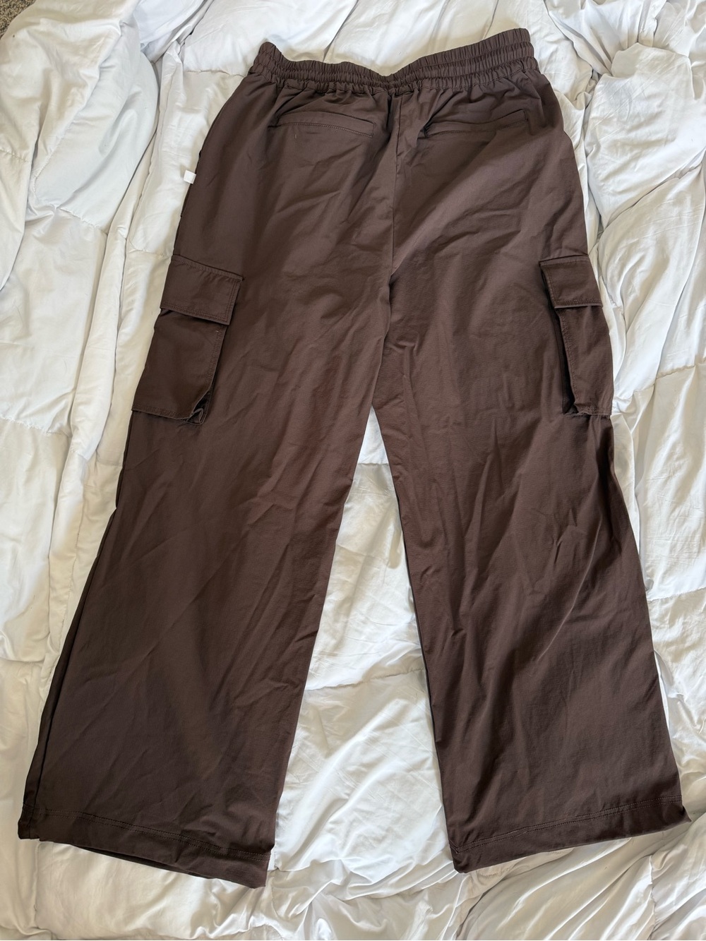 Brown Cargo Pants – Elastic Waist Utility Trousers